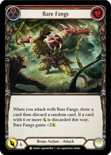 (EVR008) Flesh & Blood TCG Everfest - First Single: Bare Fangs (Red) (Rainbow Foil) Common