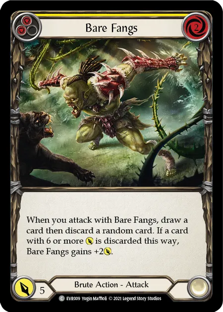 (EVR009) Flesh & Blood TCG Everfest - First Single: Bare Fangs (Yellow) (Regular) Common