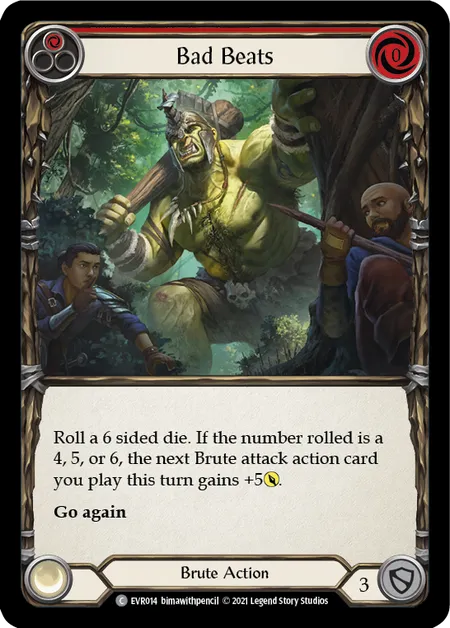 (EVR014) Flesh & Blood TCG Everfest - First Single: Bad Beats (Red) (Rainbow Foil) Common