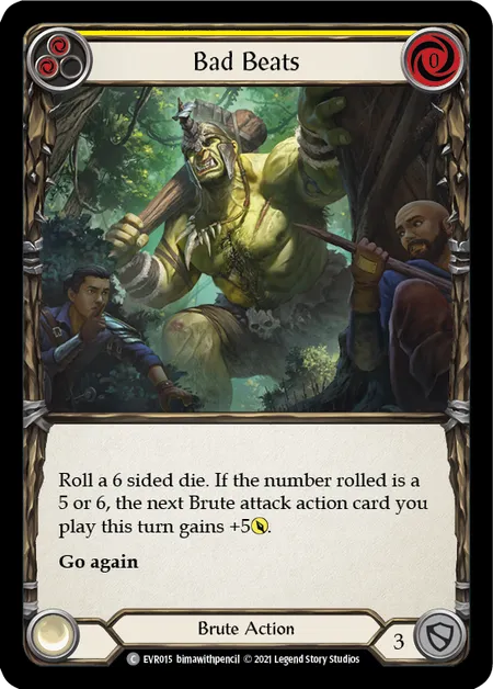 (EVR015) Flesh & Blood TCG Everfest - First Single: Bad Beats (Yellow) (Rainbow Foil) Common