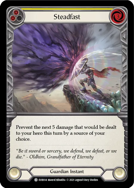(EVR034) Flesh & Blood TCG Everfest - First Single: Steadfast (Yellow) (Rainbow Foil) Common