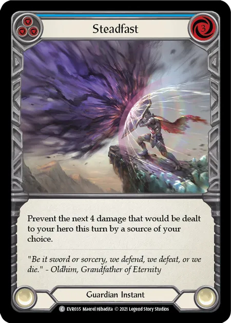 (EVR035) Flesh & Blood TCG Everfest - First Single: Steadfast (Blue) (Rainbow Foil) Common