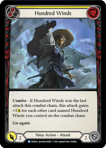 (EVR042) Flesh & Blood TCG Everfest - First Single: Hundred Winds (Yellow) (Rainbow Foil) Rare