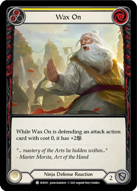 (EVR051) Flesh & Blood TCG Everfest - First Single: Wax On (Yellow) (Rainbow Foil) Common