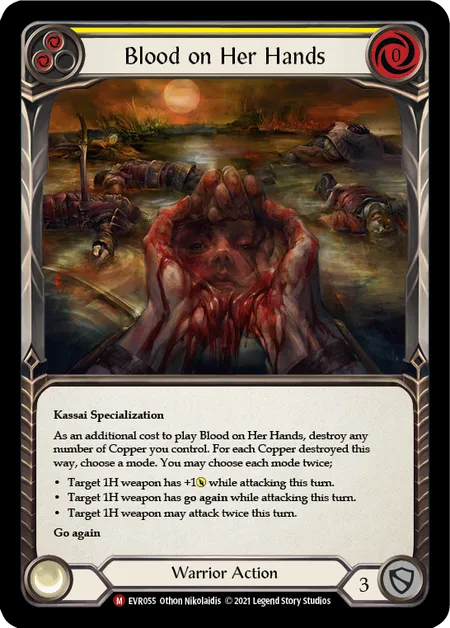 (EVR055) Flesh & Blood TCG Everfest - First Single: Blood on Her Hands (Rainbow Foil) Majestic
