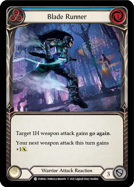 (EVR062) Flesh & Blood TCG Everfest - First Single: Blade Runner (Blue) (Rainbow Foil) Common