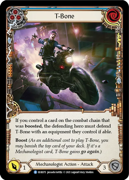 (EVR075) Flesh & Blood TCG Everfest - First Single: T-Bone (Blue) (Rainbow Foil) Rare