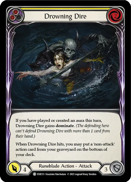 (EVR111) Flesh & Blood TCG Everfest - First Single: Drowning Dire (Yellow) (Rainbow Foil) Common