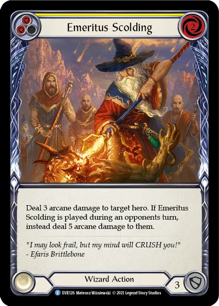 (EVR126) Flesh & Blood TCG Everfest - First Single: Emeritus Scolding (Yellow) (Rainbow Foil) Rare