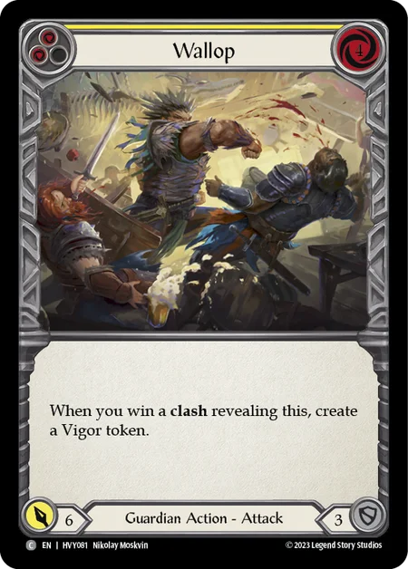 (HVY081) Flesh & Blood TCG Heavy Hitters Single: Wallop (Yellow) (Rainbow Foil) Common