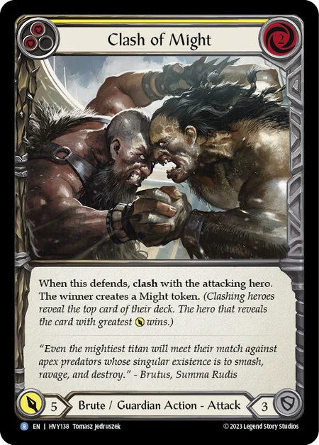 (HVY138) Flesh & Blood TCG Heavy Hitters Single: Clash of Might (Yellow) (Rainbow Foil) Rare