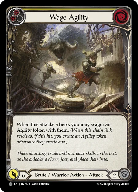 (HVY170) Flesh & Blood TCG Heavy Hitters Single: Wage Agility (Yellow) (Rainbow Foil) Common