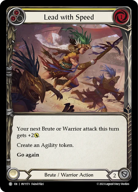 (HVY173) Flesh & Blood TCG Heavy Hitters Single: Lead with Speed (Yellow) (Rainbow Foil) Common