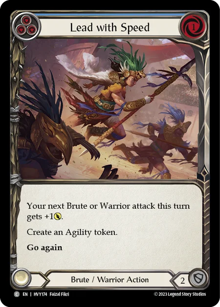 (HVY174) Flesh & Blood TCG Heavy Hitters Single: Lead with Speed (Blue) (Rainbow Foil) Common