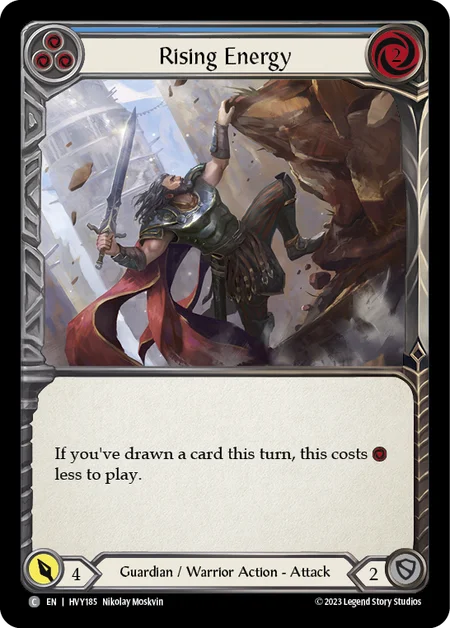 (HVY185) Flesh & Blood TCG Heavy Hitters Single: Rising Energy (Blue) (Rainbow Foil) Common