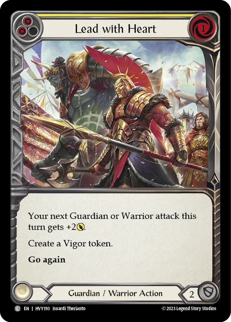 (HVY193) Flesh & Blood TCG Heavy Hitters Single: Lead With Heart (Yellow) (Rainbow Foil) Common
