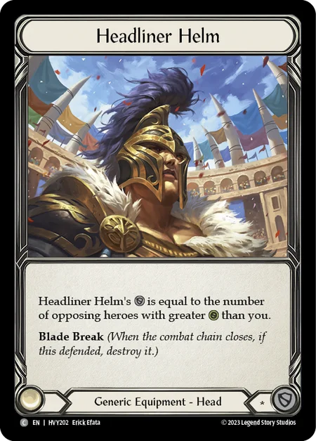 (HVY202) Flesh & Blood TCG Heavy Hitters Single: Headliner Helm (Cold Foil) Common