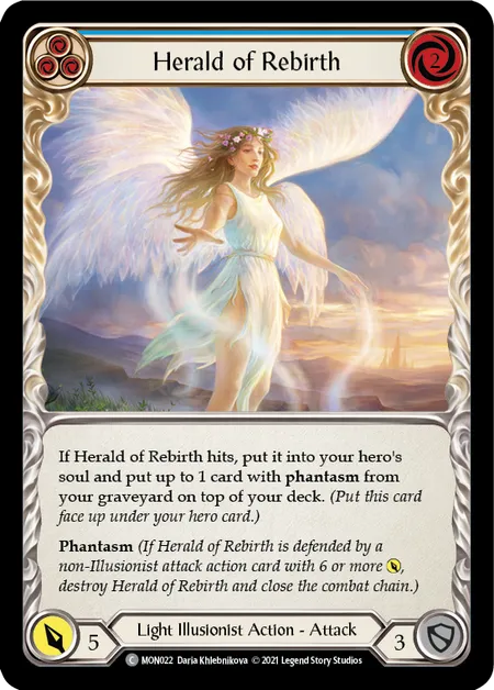 (MON022) Flesh & Blood TCG Monarch - First Single: Herald of Rebirth (Blue) (Rainbow Foil) Common