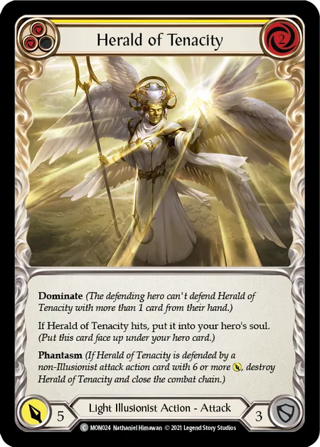 (MON024) Flesh & Blood TCG Monarch - First Single: Herald of Tenacity (Yellow) (Rainbow Foil) Common