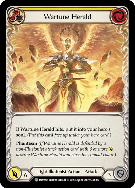 (MON027) Flesh & Blood TCG Monarch - First Single: Wartune Herald (Yellow) (Rainbow Foil) Common
