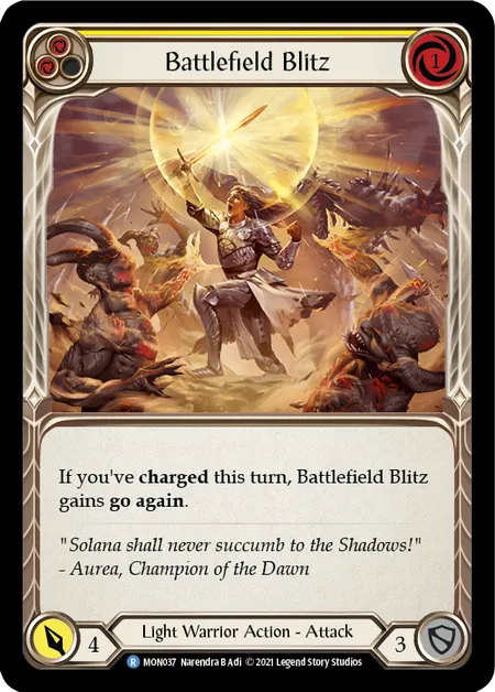 (MON037) Flesh & Blood TCG Monarch - First Single: Battlefield Blitz (Yellow) (Rainbow Foil) Rare