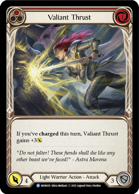 (MON039) Flesh & Blood TCG Monarch - First Single: Valiant Thrust (Red) (Rainbow Foil) Rare