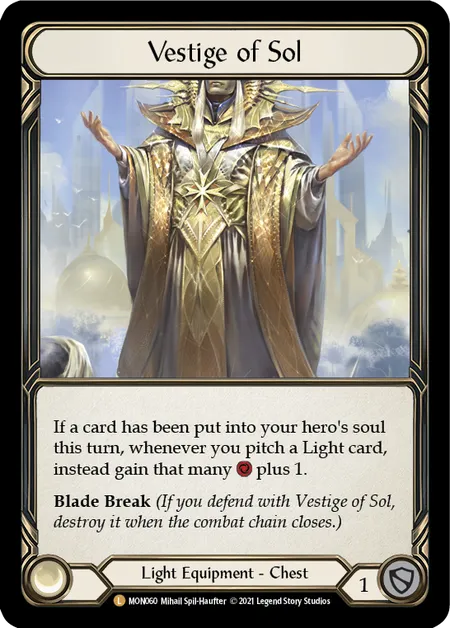 (MON060) Flesh & Blood TCG Monarch - First Single: Vestige of Sol (Cold Foil) Legendary