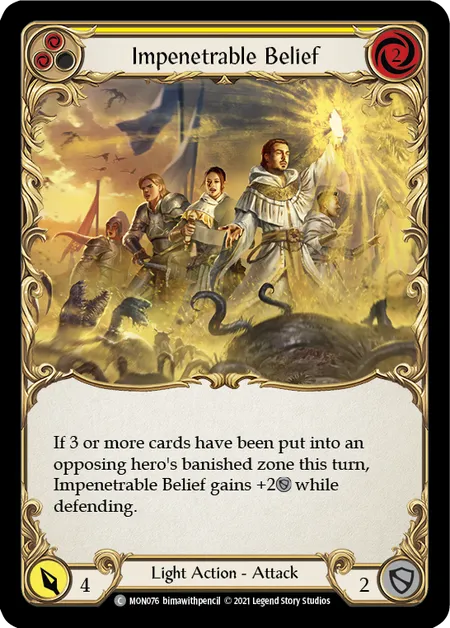 (MON076) Flesh & Blood TCG Monarch - First Single: Impenetrable Belief (Yellow) (Rainbow Foil) Common