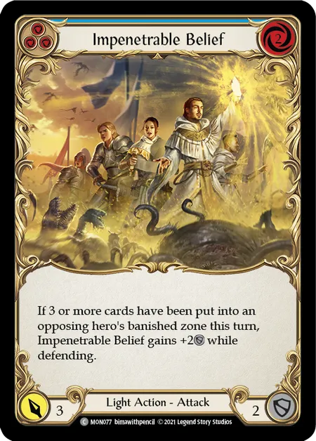 (MON077) Flesh & Blood TCG Monarch - First Single: Impenetrable Belief (Blue) (Rainbow Foil) Common