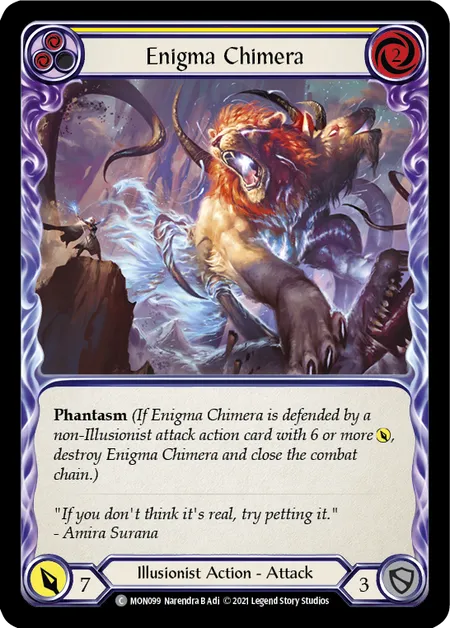 (MON099) Flesh & Blood TCG Monarch - First Single: Enigma Chimera (Yellow) (Rainbow Foil) Common