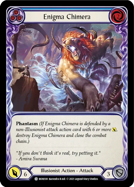 (MON100) Flesh & Blood TCG Monarch - First Single: Enigma Chimera (Blue) (Rainbow Foil) Common