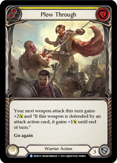 (MON114) Flesh & Blood TCG Monarch - First Single: Plow Through (Yellow) (Rainbow Foil) Rare