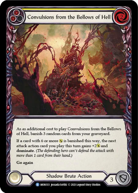 (MON133) Flesh & Blood TCG Monarch - First Single: Convulsions from the Bellows of Hell (Yellow) (Rainbow Foil) Rare