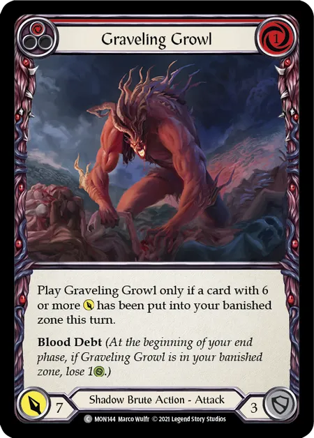 (MON144) Flesh & Blood TCG Monarch - First Single: Graveling Growl (Red) (Rainbow Foil) Common