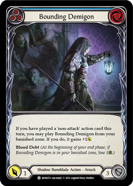 (MON170) Flesh & Blood TCG Monarch - First Single: Bounding Demigon (Blue) (Rainbow Foil) Common