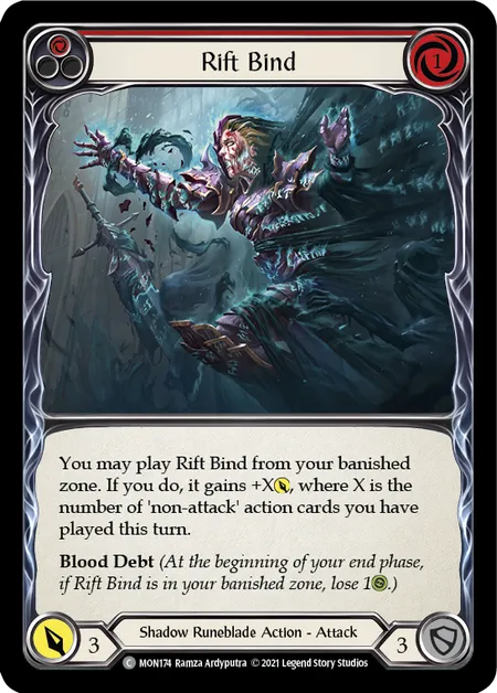 (MON174) Flesh & Blood TCG Monarch - First Single: Rift Bind (Red) (Rainbow Foil) Common