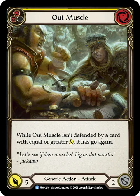 (MON249) Flesh & Blood TCG Monarch - First Single: Out Muscle (Yellow) (Regular) Rare