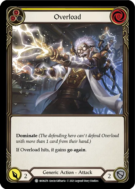 (MON276) Flesh & Blood TCG Monarch - First Single: Overload (Yellow) (Rainbow Foil) Common