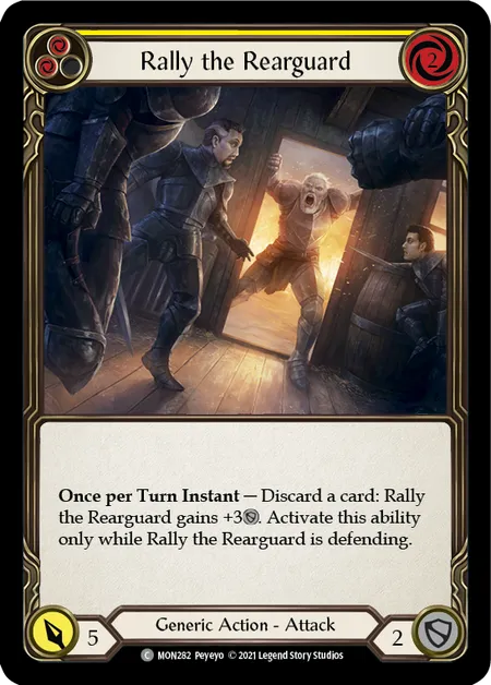 (MON282) Flesh & Blood TCG Monarch - First Single: Rally the Rearguard (Yellow) (Rainbow Foil) Common