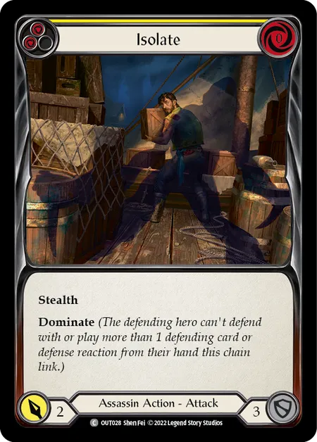 (OUT028) Flesh & Blood TCG Outsiders Single: Isolate (Yellow) (Rainbow Foil) Common