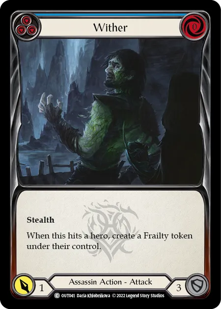 (OUT041) Flesh & Blood TCG Outsiders Single: Wither (Blue) (Rainbow Foil) Common
