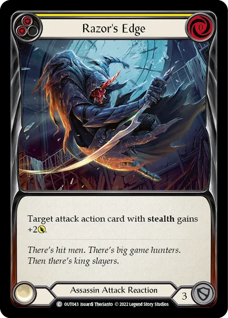 (OUT043) Flesh & Blood TCG Outsiders Single: Razor's Edge (Yellow) (Rainbow Foil) Common