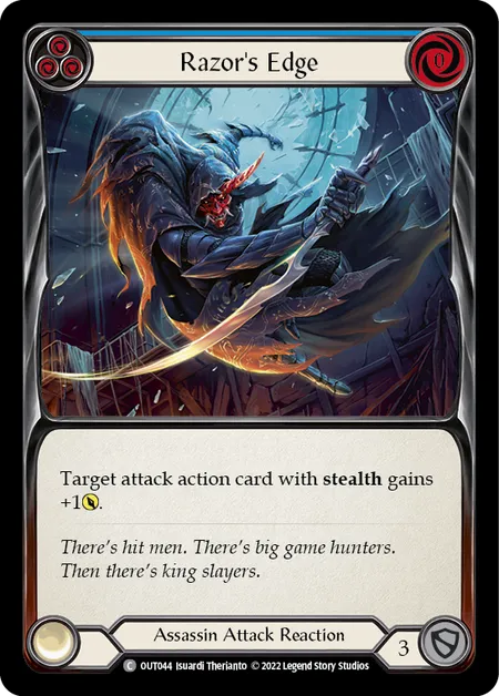 (OUT044) Flesh & Blood TCG Outsiders Single: Razor's Edge (Blue) (Rainbow Foil) Common