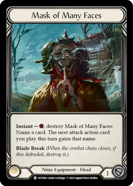 (OUT049) Flesh & Blood TCG Outsiders Single: Mask of Many Faces (Rainbow Foil) Common