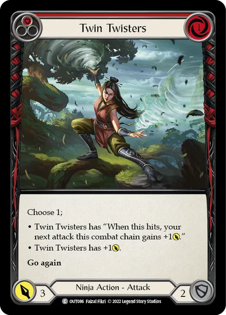 (OUT086) Flesh & Blood TCG Outsiders Single: Twin Twisters (Red) (Regular) Common
