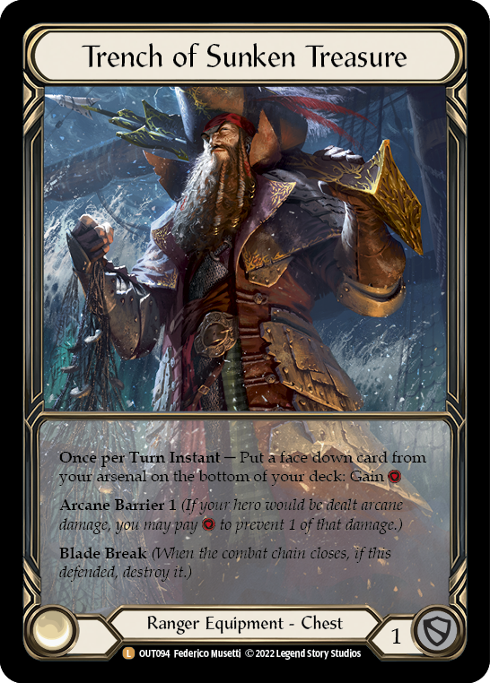 (OUT094) Flesh & Blood TCG Outsiders Single: Trench of Sunken Treasure (Extended Art Cold Foil) Legendary