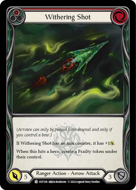 (OUT136) Flesh & Blood TCG Outsiders Single: Withering Shot (Red) (Rainbow Foil) Common