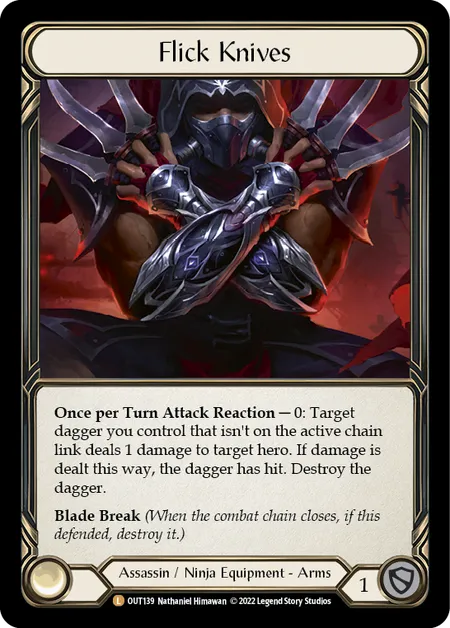 (OUT139) Flesh & Blood TCG Outsiders Single: Flick Knives (Cold Foil) Legendary