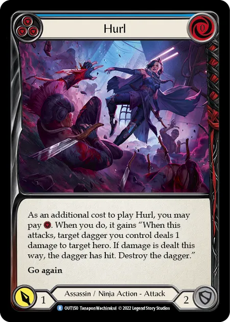 (OUT150) Flesh & Blood TCG Outsiders Single: Hurl (Blue) (Rainbow Foil) Rare