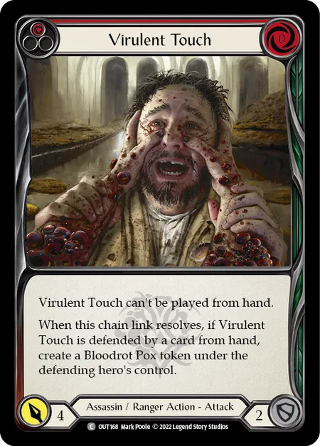 (OUT168) Flesh & Blood TCG Outsiders Single: Virulent Touch (Red) (Rainbow Foil) Common